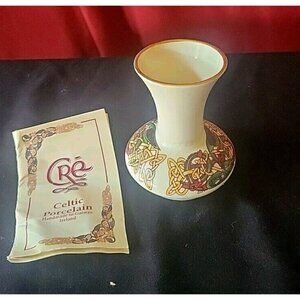 CRE Irish Porcelain 4” Celtic Bud Vase Galway Signed J McCaul Vintage 3 3/4”